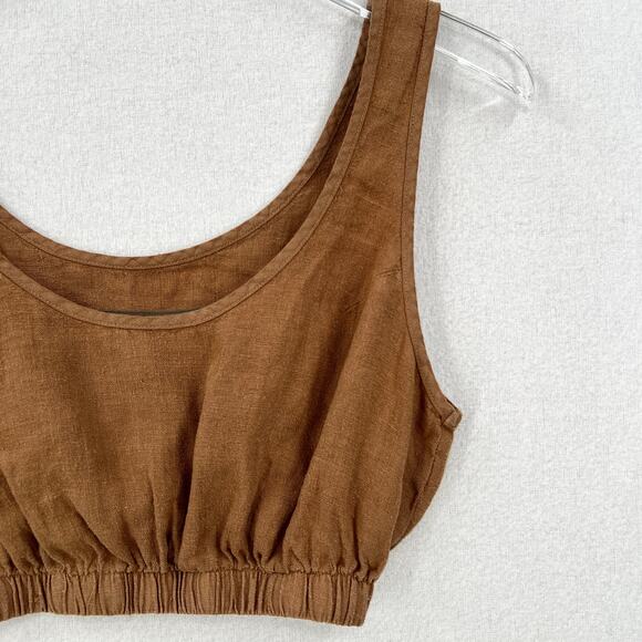 ENZA COSTA Linen Crop Tank Bra Top Womens XS Brown Layering Minimal Revolve NEW - Picture 4 of 13